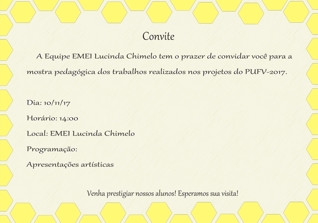 Convite EMEI Lucinda Chimelo