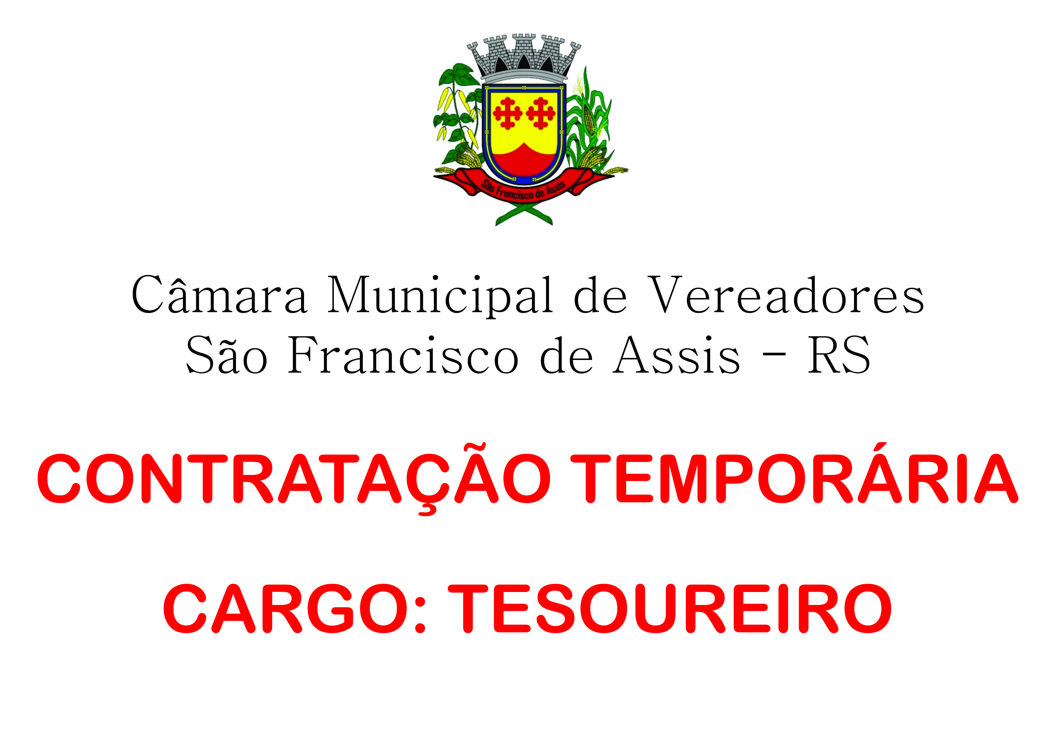 Extrato de Edital de Contratação Temporária de um Tesoureiro